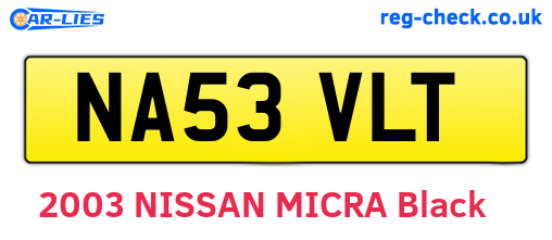 NA53VLT are the vehicle registration plates.