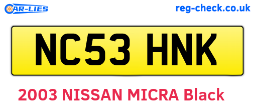 NC53HNK are the vehicle registration plates.