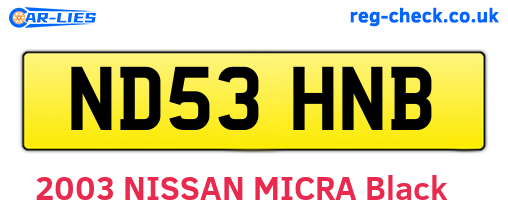 ND53HNB are the vehicle registration plates.
