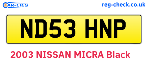 ND53HNP are the vehicle registration plates.