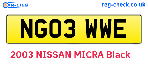 NG03WWE are the vehicle registration plates.