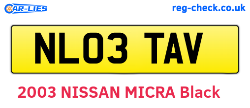 NL03TAV are the vehicle registration plates.