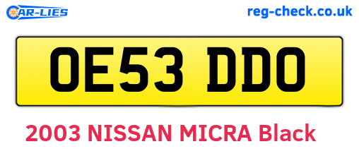 OE53DDO are the vehicle registration plates.
