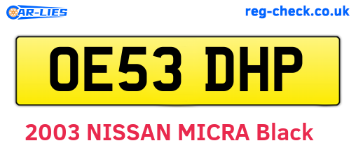OE53DHP are the vehicle registration plates.