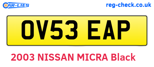 OV53EAP are the vehicle registration plates.