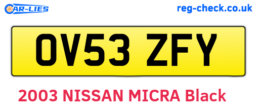 OV53ZFY are the vehicle registration plates.