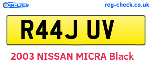 R44JUV are the vehicle registration plates.