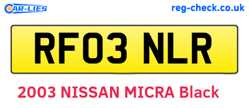 RF03NLR are the vehicle registration plates.