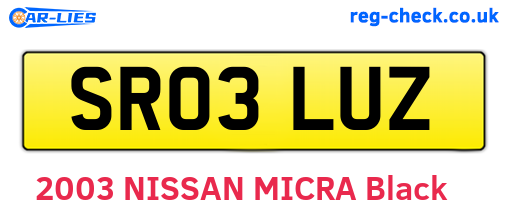 SR03LUZ are the vehicle registration plates.