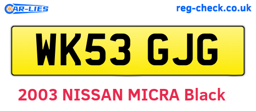 WK53GJG are the vehicle registration plates.