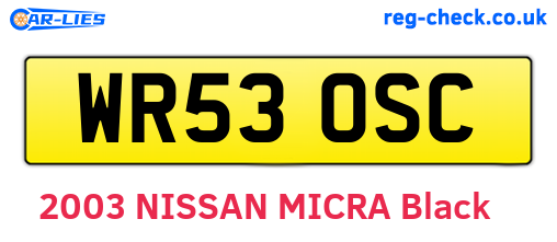 WR53OSC are the vehicle registration plates.
