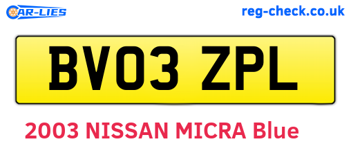 BV03ZPL are the vehicle registration plates.