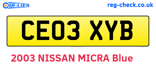 CE03XYB are the vehicle registration plates.