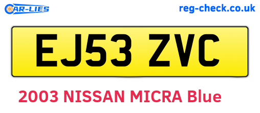 EJ53ZVC are the vehicle registration plates.
