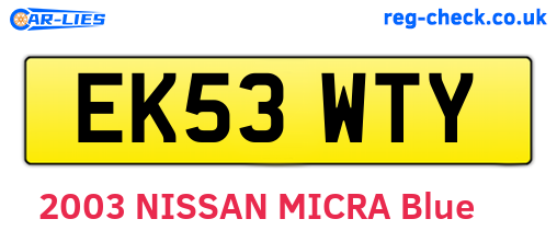 EK53WTY are the vehicle registration plates.