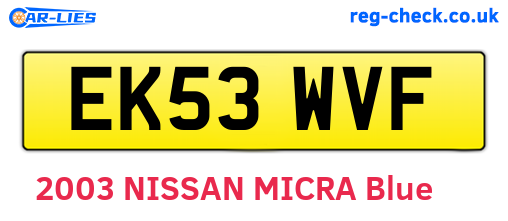 EK53WVF are the vehicle registration plates.