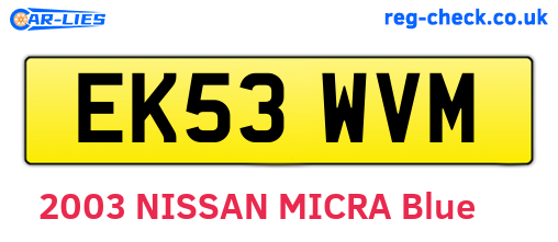 EK53WVM are the vehicle registration plates.