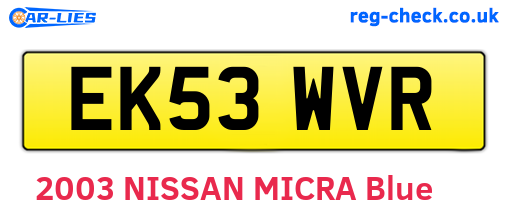 EK53WVR are the vehicle registration plates.