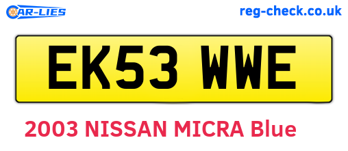 EK53WWE are the vehicle registration plates.