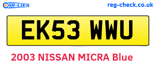 EK53WWU are the vehicle registration plates.