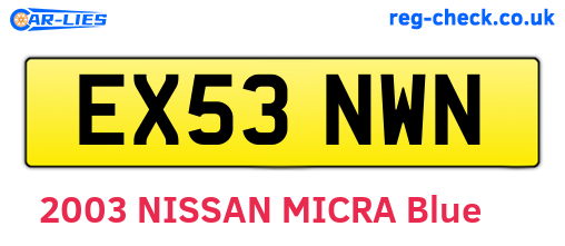 EX53NWN are the vehicle registration plates.