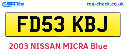 FD53KBJ are the vehicle registration plates.