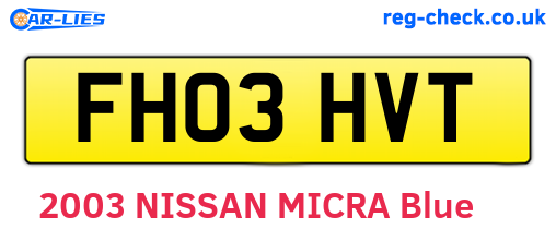 FH03HVT are the vehicle registration plates.