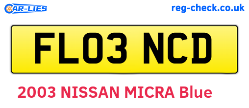 FL03NCD are the vehicle registration plates.