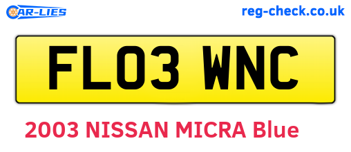 FL03WNC are the vehicle registration plates.