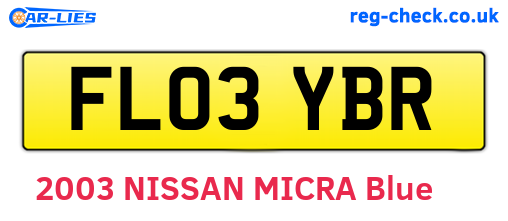 FL03YBR are the vehicle registration plates.