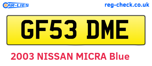 GF53DME are the vehicle registration plates.