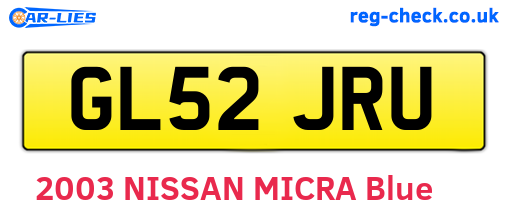 GL52JRU are the vehicle registration plates.