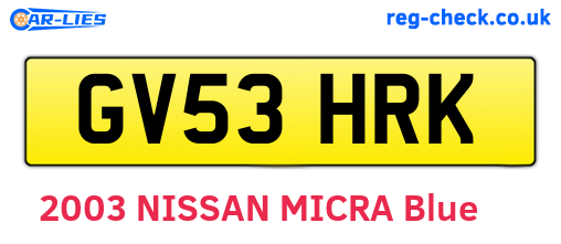 GV53HRK are the vehicle registration plates.