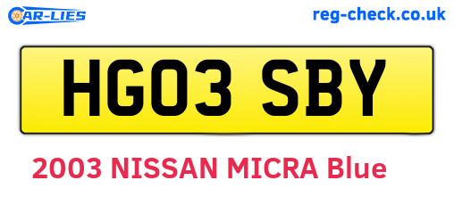 HG03SBY are the vehicle registration plates.