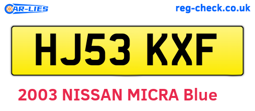 HJ53KXF are the vehicle registration plates.