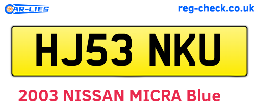 HJ53NKU are the vehicle registration plates.