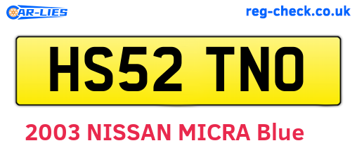 HS52TNO are the vehicle registration plates.
