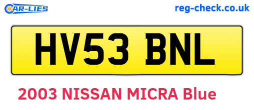 HV53BNL are the vehicle registration plates.