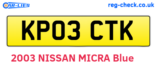 KP03CTK are the vehicle registration plates.