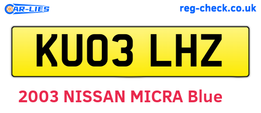 KU03LHZ are the vehicle registration plates.