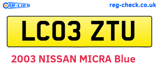 LC03ZTU are the vehicle registration plates.