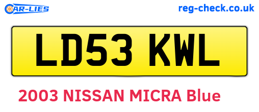 LD53KWL are the vehicle registration plates.
