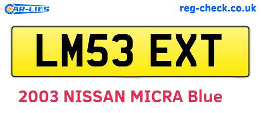 LM53EXT are the vehicle registration plates.