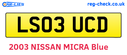LS03UCD are the vehicle registration plates.