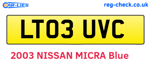 LT03UVC are the vehicle registration plates.