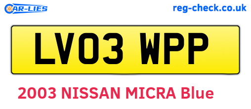 LV03WPP are the vehicle registration plates.