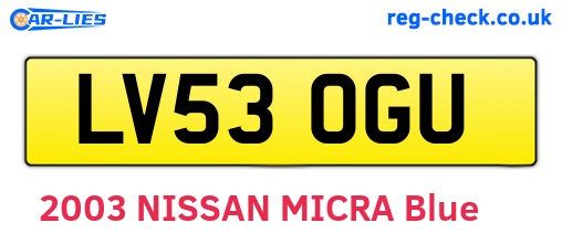 LV53OGU are the vehicle registration plates.