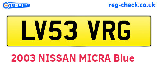 LV53VRG are the vehicle registration plates.