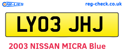 LY03JHJ are the vehicle registration plates.