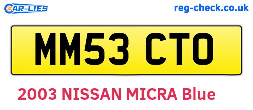 MM53CTO are the vehicle registration plates.